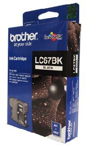 Brother LC-67BK Black Ink Cartridge- DCP-385C/395CN/585CW/6690CW/J715W, MFC-490CW/5490CN/5890CN/6490CW/6890CDW/790CW/795CW/990CW- up to 450 pa Brother LC-67BK Black Ink Cartridge- DCP-385C/395CN/585CW/6690CW/J715W, MFC-490CW/5490CN/5890CN/6490CW/6890CDW/790CW/795CW/990CW- up to 450 pa